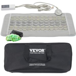 VEVOR Infrarood verwarmingskussen, 52 natuurlijke jadestenen en 20 toermalijnstenen voor het verlichten van rugpijn, met intelligente bediening, automatische uitschakeling, 607 x 400 x 7,5 mm