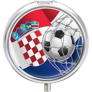 Voetbal Doel En Kroatië Vlag Pil Doos 3 Compartiment Geneeskunde Pil Case Draagbare Pil Organizer Unieke Gift
