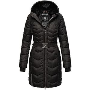 Navahoo Dames winterjas gewatteerde jas lang gewatteerd B877, zwart, M