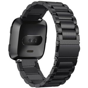 MENGKE Roestvrij stalen band compatibel met Versa/Lite/Versa2 Smart Watch-vervangende band 316L metalen riem armbandriem Versa 2-band(Silver black)