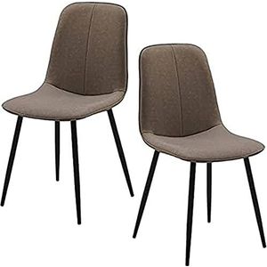 GEIRONV Moderne keuken eetkamerstoel set van 2, lounge stoel zwarte poten tegenstoel technologie stoffen rugleuning stoel Eetstoelen (Color : Caramel, Size : 42x45x88cm)