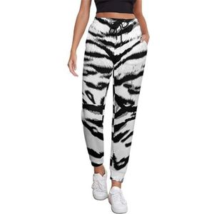 Witte Tijger Patroon Vrouwen Joggingbroek Running Joggers Broek Casual Broek Elastische Taille Lange Met Zakken