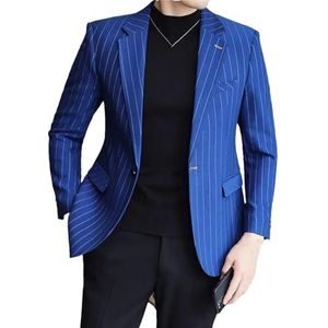 Dvbfufv Heren lente pak jas heren slanke gestreepte single-breasted blazers jas mannen zakelijke formele blazers jas, Blauw, XL