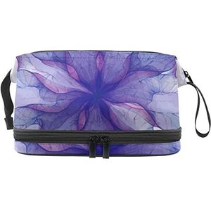 Grote capaciteit reizen cosmetische tas,Make-up tas,Waterdichte make-up tas Organizer, Watercoloor Purple Flower Art, Meerkleurig, 27x15x14 cm/10.6x5.9x5.5 in
