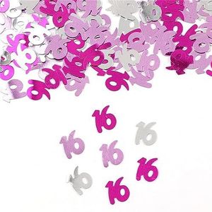 Feestdecoraties 15 g digitale figuren 16 18 30 40 50 60 confetti gelukkige verjaardag partij nummers tafel spreidt decoraties strooi metallic (kleur: 16 roze, maat: 15 g)