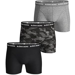 Björn Borg 9999-1132-90651 Cotton Stretch Boxer 3p Heren Zwart, Melange, Print XL