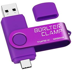 128GB Type C USB-stick, BorlterClamp USB 3.0 Geheugenstick 2 in 1 OTG USB-Flashstation voor Android-Smartphones Samsung S10/S9/S8/Note 9, LG, Huawei, enz., Tablets en Computer (Paars)