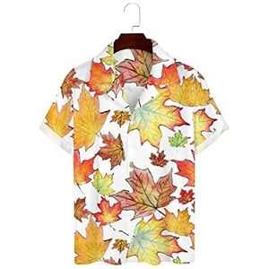 Herfst esdoorn bladeren heren Hawaiiaanse shirts korte mouw Guayabera shirt casual strand shirt zomer T-shirts L