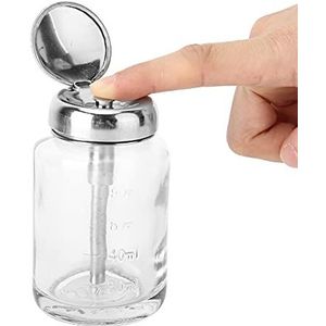 Nagellakverwijderaar Pompdispenser,80ml Duw Naar Beneden Lege Afsluitbare Pompdispenserfles voor Nagellak en Makeup Verwijderaar,Druk op Glazen Fles,Nail Art Cleaner Container