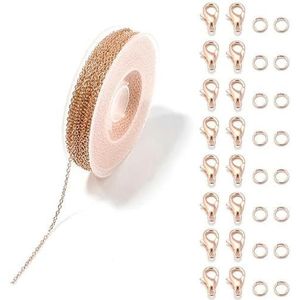 m/rol metaal ijzeren ketting set ovale schakelkettingen rol voor sieraden maken DIY armband ketting decoratie metalen accessoires-rosé goud-3x2mm