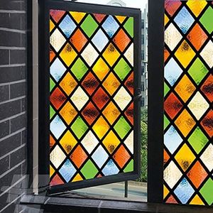 LRQY Glas-in-loodfolie, matte privacy-raamfolie, ondoorzichtige zelf-hechtende raamstickers, voor badkamer, woonkamer, keuken, huurwoning, D, 90 x 600 cm