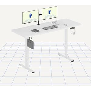 FLEXISPOT QS1 PRO Elektrisch Sta-bureau - Hoogteverstelbaar Zit-sta Bureau - Thuiskantoor/Studiekamer​ met 2 Haken - 4-stands geheugenmodule - (160x60 cm) Wit