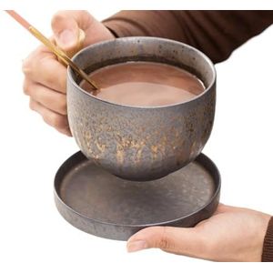 BLacOh Mokken keramische vintage kantoor thee water beker creatieve retro aardewerk koffie melk mokken met houten handvat drinkgerei koffiemokken (maat: zoals getoond, kleur: set 550 ml)