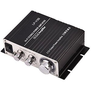 Mini 2-kanaals HiFi-stereo Wired Auto Audio-eindversterker Digitale versterker voor auto's, motorfietsen, boten, mobiele telefoons, dvd-spelers, MP3, MP4, computer Alle aluminiumlegering(Zwart)