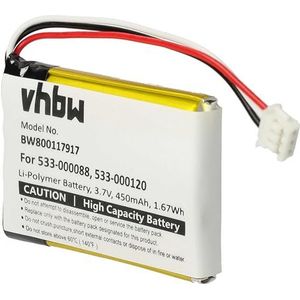 vhbw Accuvervanging voor Logitech 533-000088, 533-000120, 533-000121, 533-000172 voor draadloze muis (450mAh, 3,7V, Li-Polymeer)