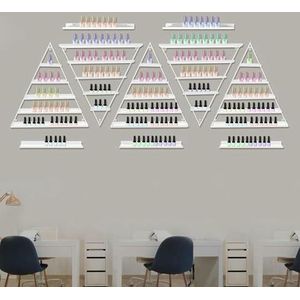Triangular Nail Polish Racks 10PCS Wall-Mounted, Household and Commercial use, Hanging Wall Nail Polish/Makeup/Essential Oil/Cosmetics/Perfume Storage Display(White)