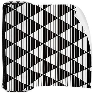 Potlood Case Pen Tas Houder met Rits Coin Organizer Tassen Make-up Cosmetische Pouch voor Vrouwen Tiener Meisjes Jongens Kinderen, Streep Driehoeken Zwart en Wit Patroon