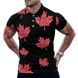 Canada Glitter Esdoorn Casual Poloshirts Voor Mannen Slim Fit Korte Mouw T-shirt Sneldrogende Golf Tops Tees 3XL