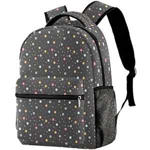 Lichtgewicht Rugzak Klassieke Casual Dagrugzak Grote Polka Dots Donkere Achtergrond-01