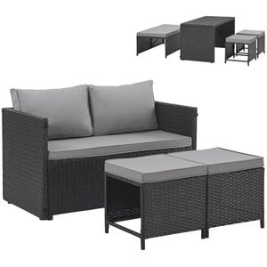 SVITA - ATHINA Zitgroep - Tuinmeubelset - Zwart - Polyrotan