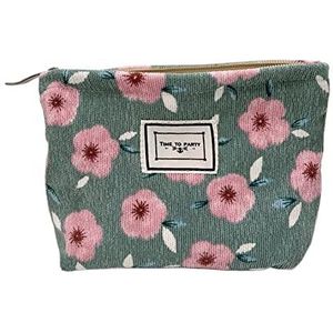 DieffematicHZB make-up tas Corduroy Make Up Bag Retro Flower Print Cosmetic Bag Wash Bag Women Travel Cosmetic Pouch Beauty Storage Cosmetic Bag