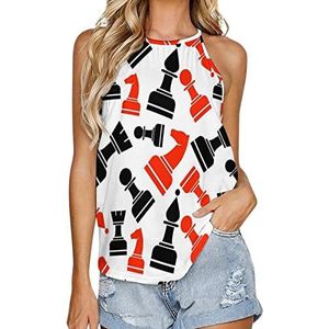 Chess Tanktop voor dames, zomer, mouwloos, T-shirts, halter, casual vest, blouse, print, T-shirt, L