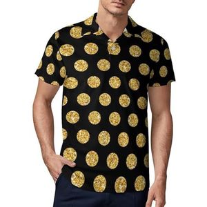 Golden Tile Glitter Heren Golfpoloshirt Slim-fit T-shirts Korte Mouw Casual Print Tops L