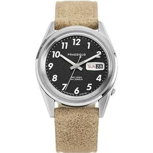 PRAESIDUS REC SPEC WHITE POPCORN Automatisch staal zwart leer bruin herenhorloge, Zwart