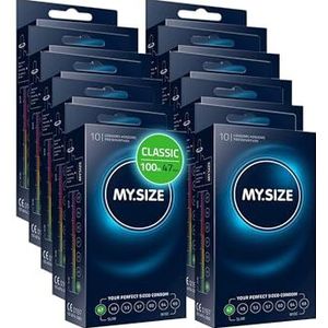 MY.SIZE Classic condooms maat 1 I 47 mm breed I 100 stuks maxi pack I premium condooms extra dun I condooms true to touch gossamer I dunne 0,07 mm wanddikte I condooms veganistisch