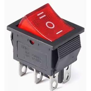 KCD4 Tuimelschakelaar ON-OFF 6PIN elektrische apparaten met lichtstroomschakelaar 16A 250VAC /250A 125V (Kleur: 6P3T rood licht, Maat: 3STUKS)