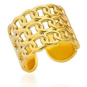 18K Gold Plated Stainless Steel Rings for Women Hollow Out Rings Geometric Open Ring for Female Jewelry -Gold color-23-18K Gold plated