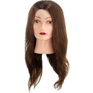Oefenhoofd, 100% echt haar, ca. 45 cm, bruin.