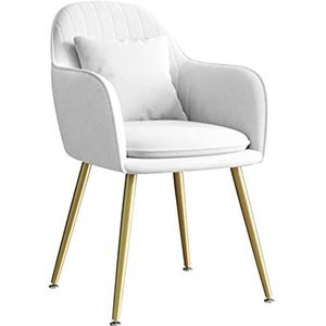 GEIRONV 1 stks metalen benen eetkamerstoel, met kussen fluwelen keukenstoel for woonkamer slaapkamer appartement lounge stoel Eetstoelen (Color : White)