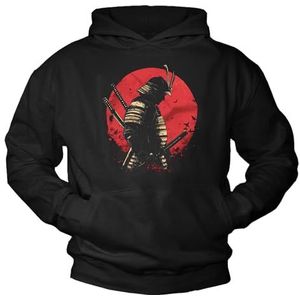 MAKAYA Samurai Hoodie - Japan Design met Ninja Krieger en Katana Schwert - Tokio Kampfsport Fans - Anime Motief voor Heren en Jongens Zwart L
