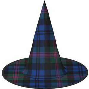 ENVEED Blauw en groen Schots tartan kostuum Halloween hoed - spookachtige Halloween kostuum hoed, unieke heksenhoed voor griezelige feesten