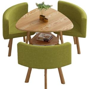 Elaineeu Houten keukentafelset en 3 stoelen houten tafel voor opknoping eetkamerstoel keukenstoelen met rugleuning voor restaurant (groen)