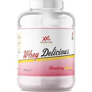 XXL Nutrition - Whey Delicious - Aardbei Banaan - Wei Eiwitpoeder met BCAA & Glutamine, Proteïne poeder, Eiwit shake, Whey Protein - 2500 gram