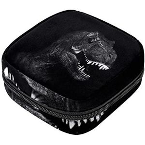 Maandverband Opbergtas, Vrouwelijke Product Zakken Draagbare Periode Kit Tas voor Meisjes Vrouwen Dames Donkere Dinosaurus Achtergrond, Meerkleurig, 4.7x6.6x6.6 in/12x17x17 cm
