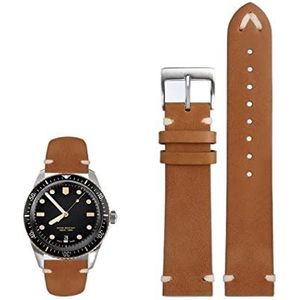 LUGEMA Horlogebanden Compatibel met Oris 65 Replica Lederen Horloge Strap Diving Serie Koper Ring Brons Crown Retro Watch Band Pin Buckle 20 (Color : Dark brown-black, Size : 20mm)