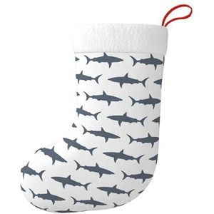Aubnva Vis En Haai Print Kerst Kous 17.7 inch Feestelijke Decor Voor Xmas Familie Bijeenkomsten Party Gunsten