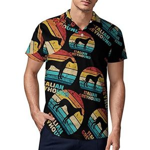 Retro Italiaanse windhond heren golf poloshirt zomer korte mouw T-shirt casual sneldrogende T-shirts XL