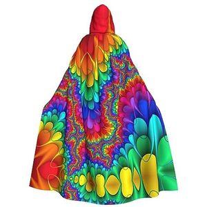 Regenboog Tie Dye-Rood Modieuze Cosplay Kostuum Mantel - Unisex Vampier Cape Voor Halloween & Rollenspel Evenementen