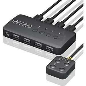 PAMENET KVM Schakelaar USB Schakelaar Gedeelde Controller Adapter 4 Ingangen 4 Uitgangen voor Laptop Computer Printer Toetsenbord Muis Monitor
