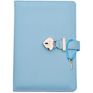 Auvier Diary with Lock and Key: A5 PU Leather Notebook Lockable Diary Travel Diary Girls Journal Notebook with Heart Padlock, Children's Birthday Gift, 145 x 210 mm
