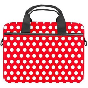 Nautische Reizen Polka Dots Rode Laptop Schouder Messenger Bag Crossbody Aktetas Messenger Sleeve voor 13 13.3 14.5 Inch Laptop Tablet Beschermen Tote Bag Case, Meerkleurig, 11x14.5x1.2in /28x36.8x3 cm