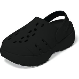 adidas Women's Adilette Clog Platform Slide Sandal, Black/Black/Black, 5