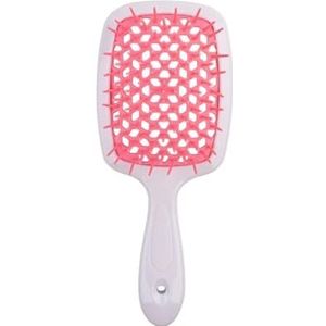 1 stuk doorzichtig handvat roosrood brede tanden luchtkussen haarkam vrouwen hoofdhuid massage kammen haarborstel uithollen thuis stylingtool (maat: wit poeder)