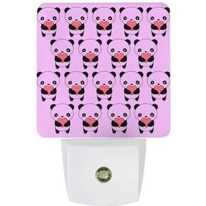 Roze Panda Warm Wit Nachtlampje Plug In Muur Schemering naar Dawn Sensor Lichten Binnenshuis Trappen Hal