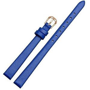 LUGEMA Lederen Horloge Armband Vrouwen Mode Horlogeband Horloges Mini Band 6mm 8mm 10mm 12mm 14mm Klein Formaat Horlogebandje Rood (Color : Blue- rosd gold A, Size : 6mm)