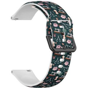 RYANUKA Compatibel met Fossil Gen 5 Carlyle/Julianna/Garrett HR, Q Explorist Gen 4/3, Sport 43 mm, Gen 5E 44 mm, (naaimachine schaar) 22 mm zachte siliconen sportband armband riem